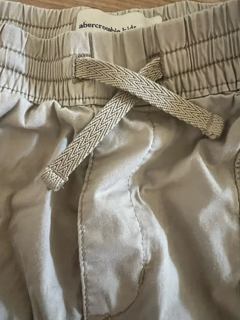 Abercrombie Kids Khaki Jogger Cargo Pants Elastic Drawstring Waist Tan 7/8 - Picture 3 of 6